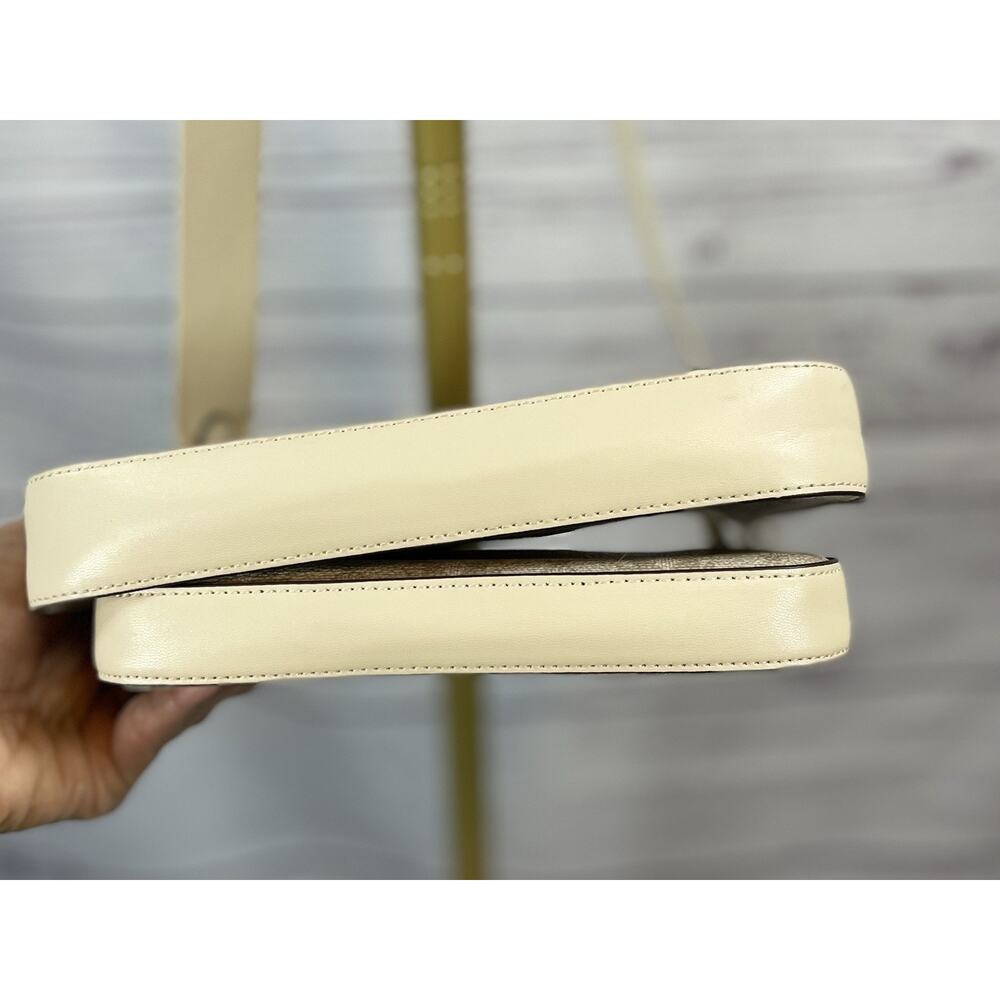 Kate Spade Flower Coated Canvas Crossbody Bag & Card Holder Set Beige Cream - Picture 7 of 15
